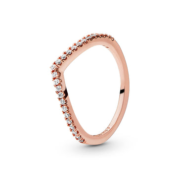 Wishbone 14K Rose Gold-Plated Ring With Clear Cubic Zirconia