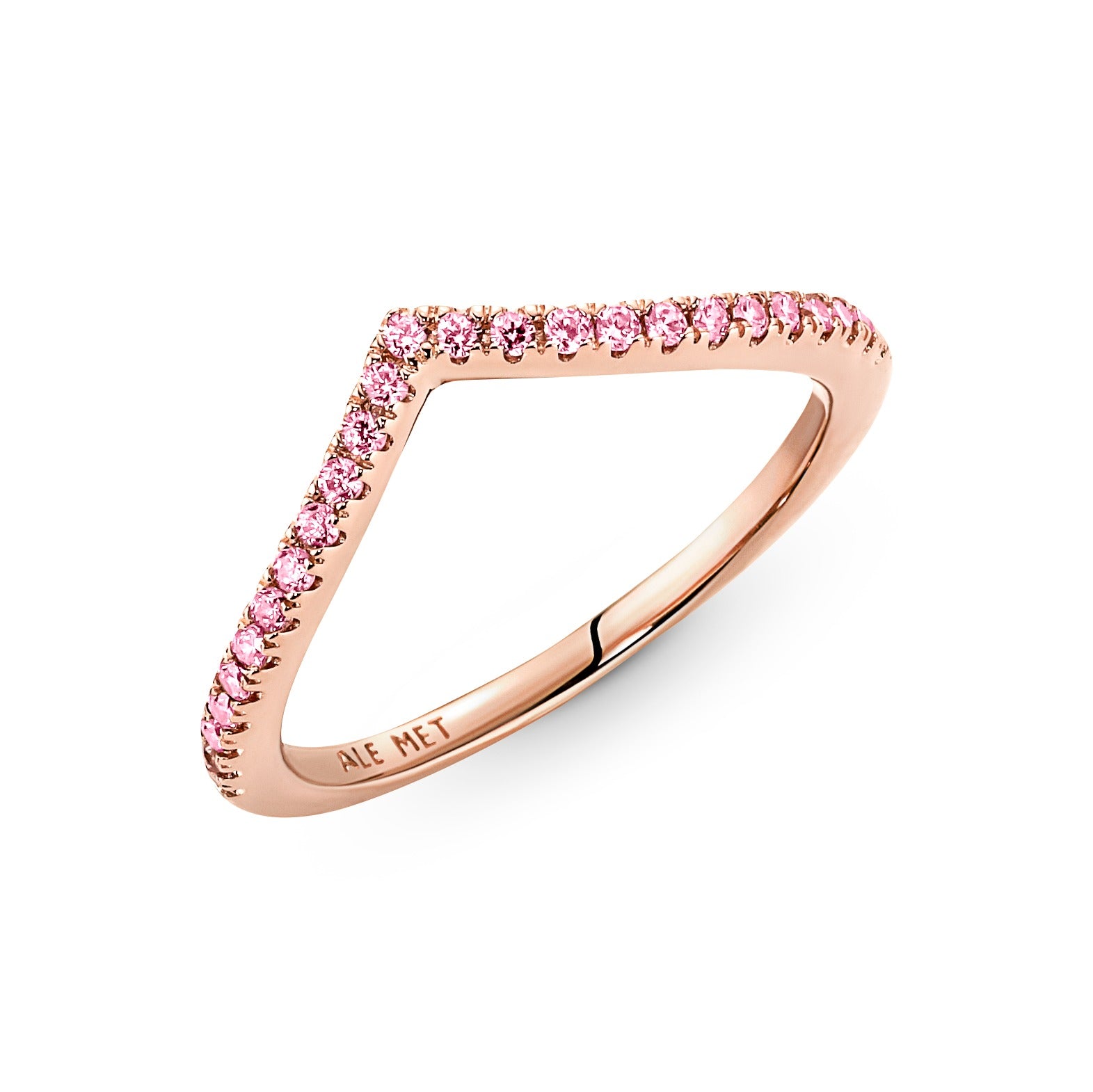 Wishbone 14K Rose Gold-Plated Ring With Fancy Fairy Tale Pink Cubic Zirconia