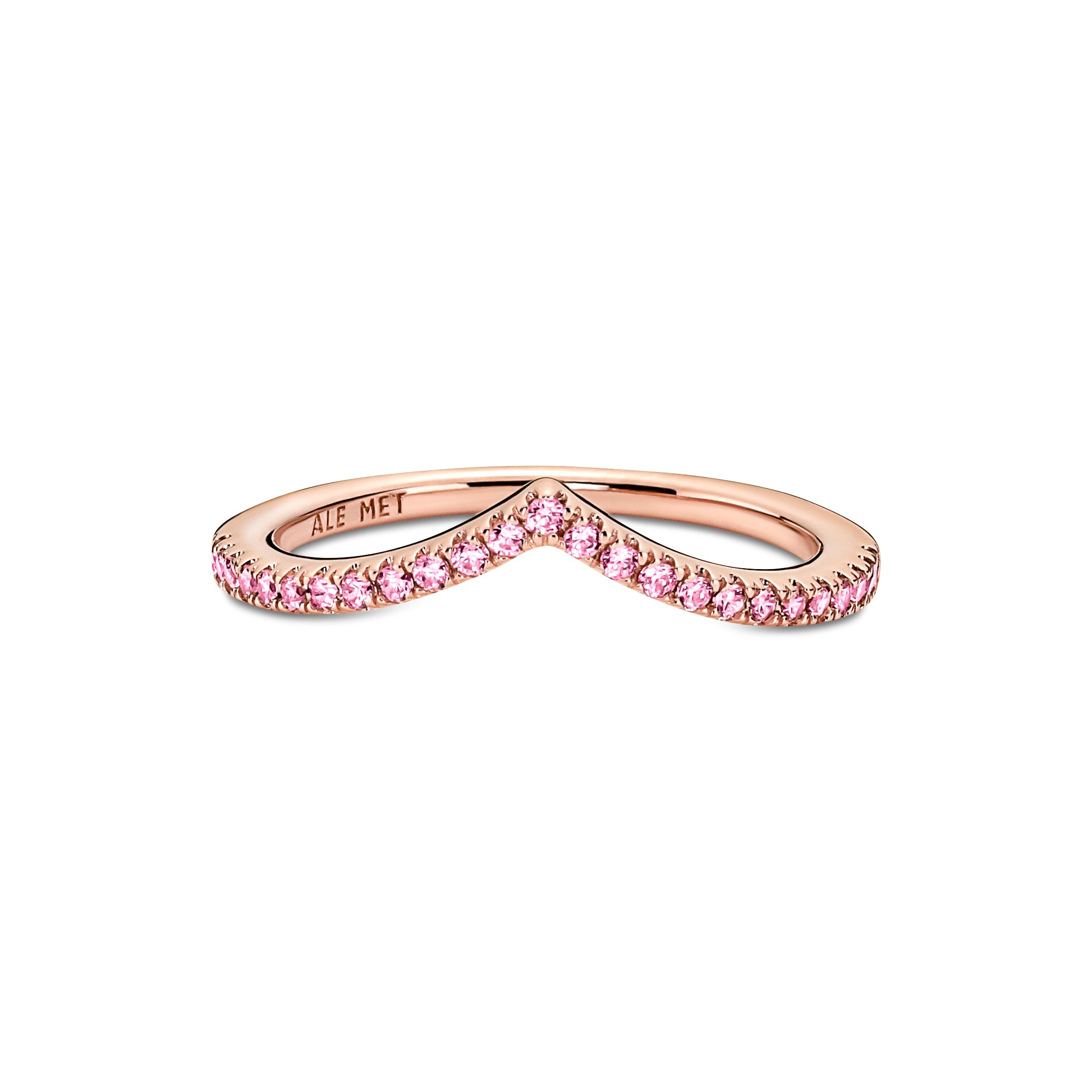 Wishbone 14K Rose Gold-Plated Ring With Fancy Fairy Tale Pink Cubic Zirconia