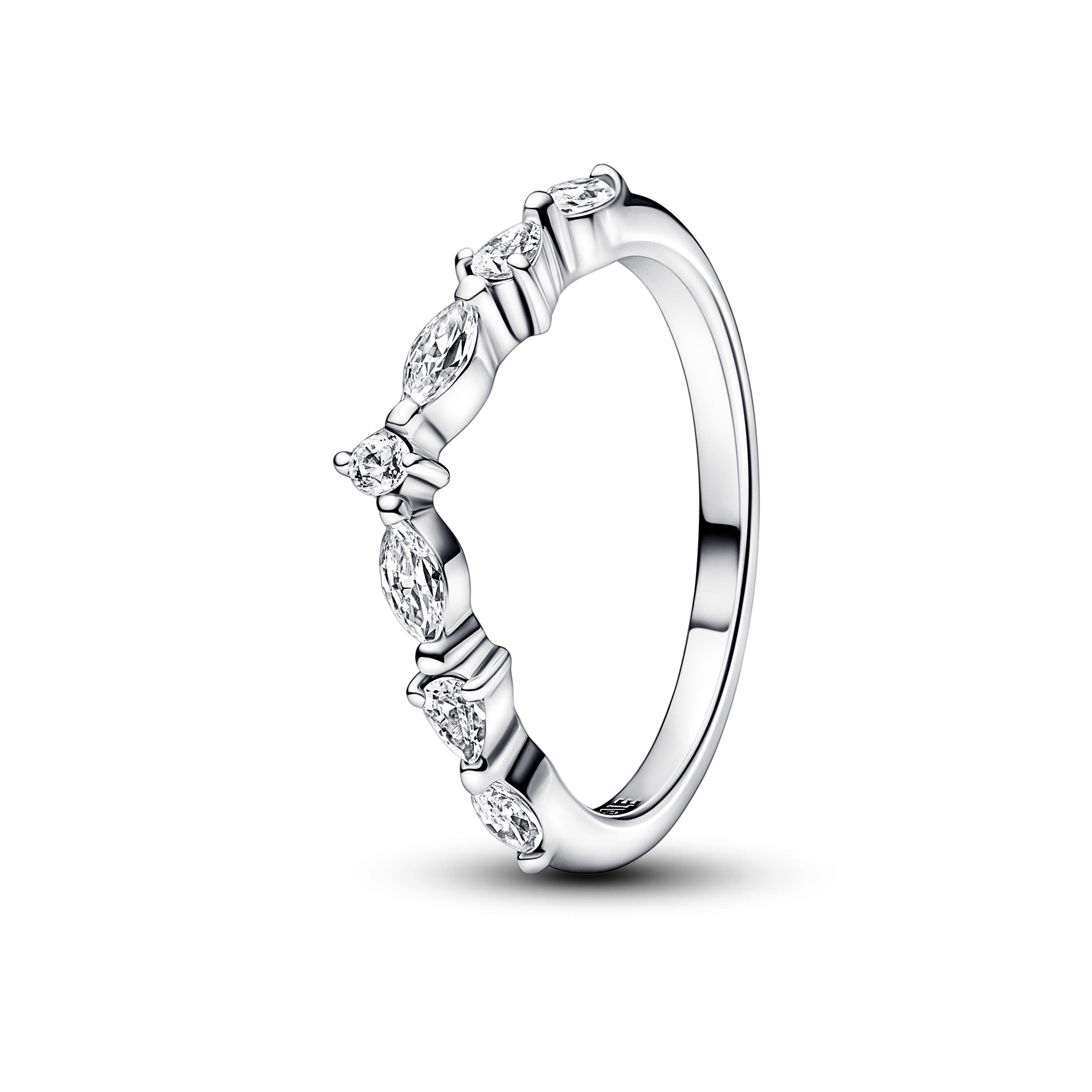 Wishbone Sterling Silver Ring With Clear Cubic Zirconia