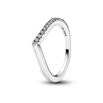 Wishbone Sterling Silver Ring With Clear Cubic Zirconia
