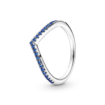Wishbone Sterling Silver Ring With Stellar Blue Crystal