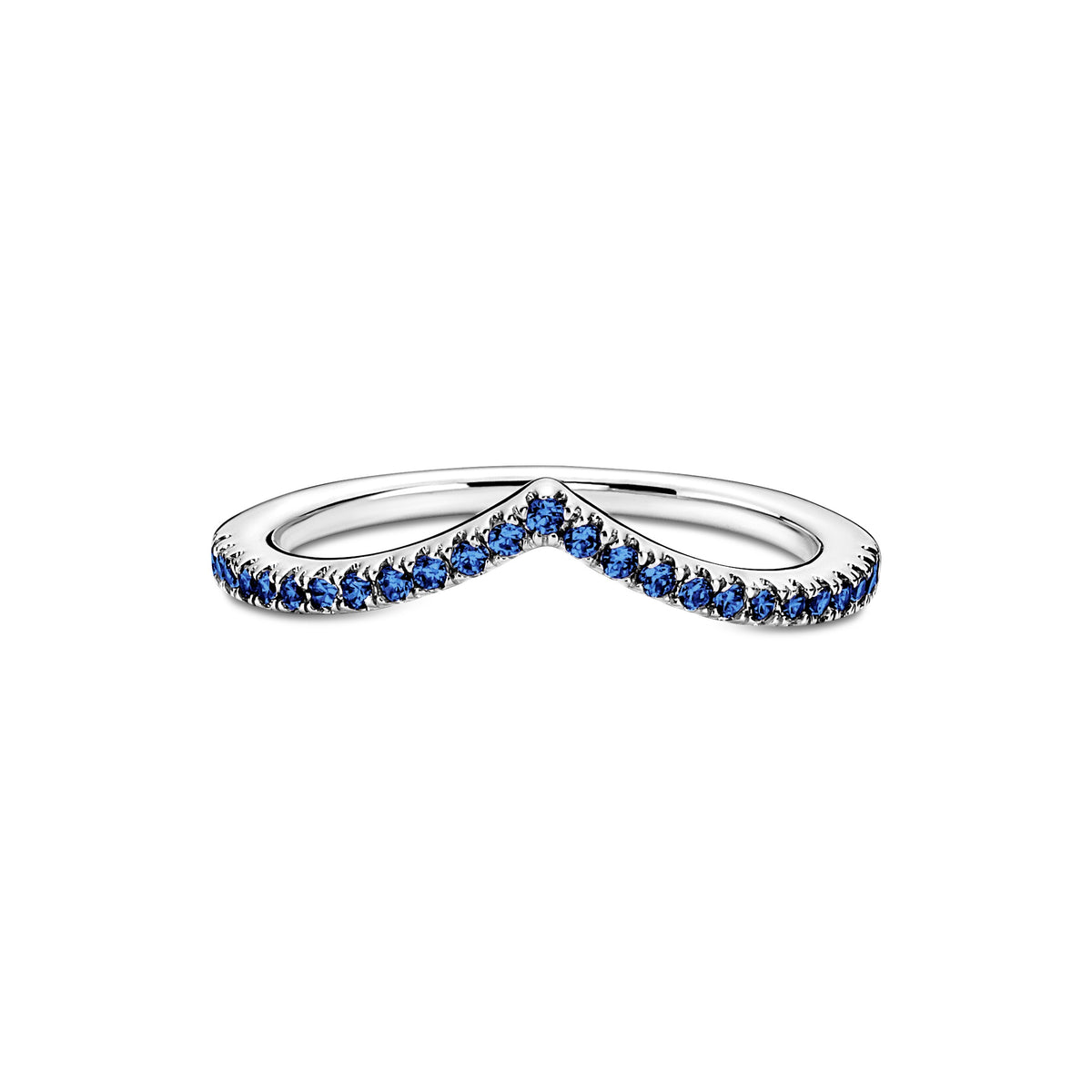 197681 Wishbone Sterling Silver Ring With Stellar Blue Crystal – Pandora Egypt