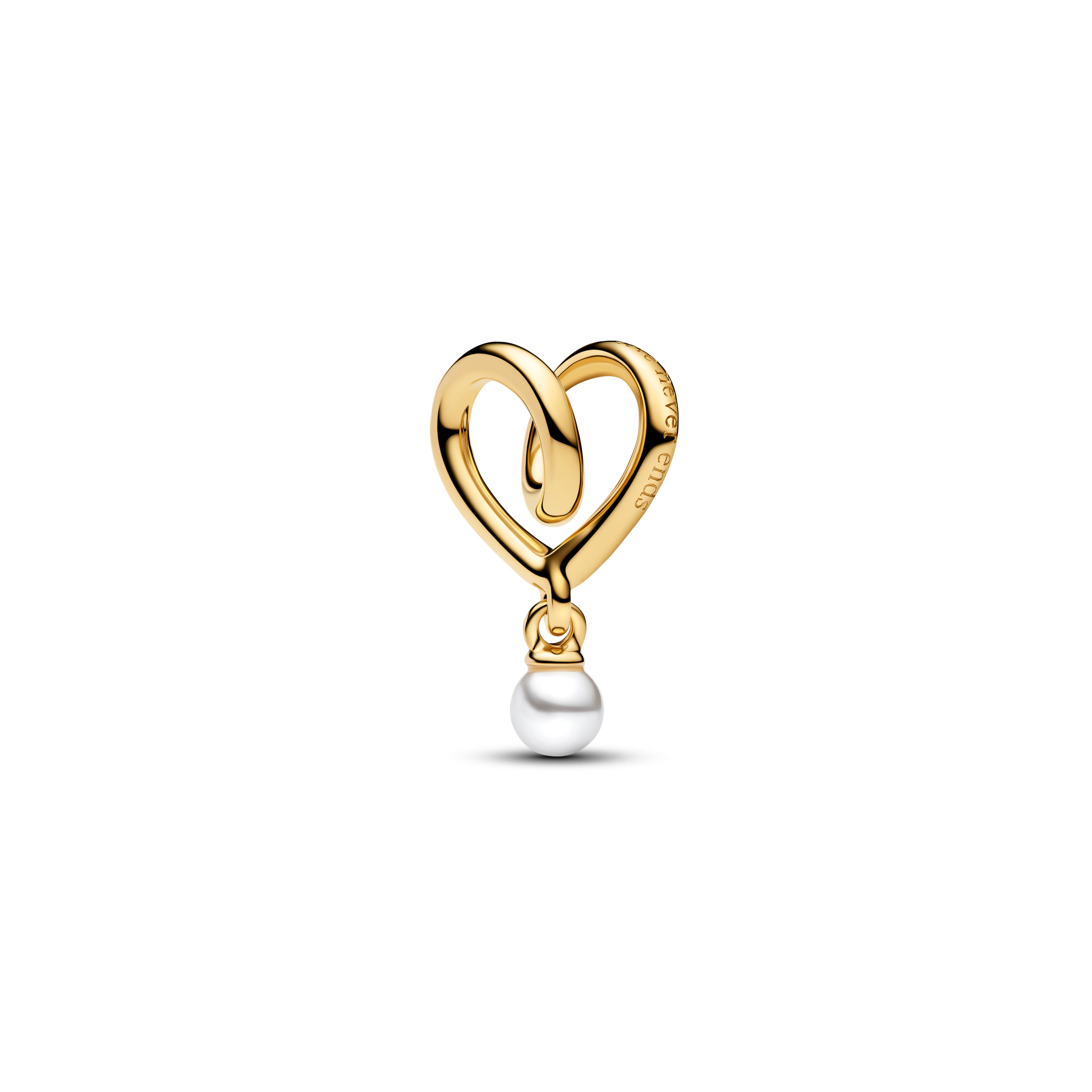 Wrapped Heart 14K Gold-Plated Charm With White Lacquered Artificial Pearl