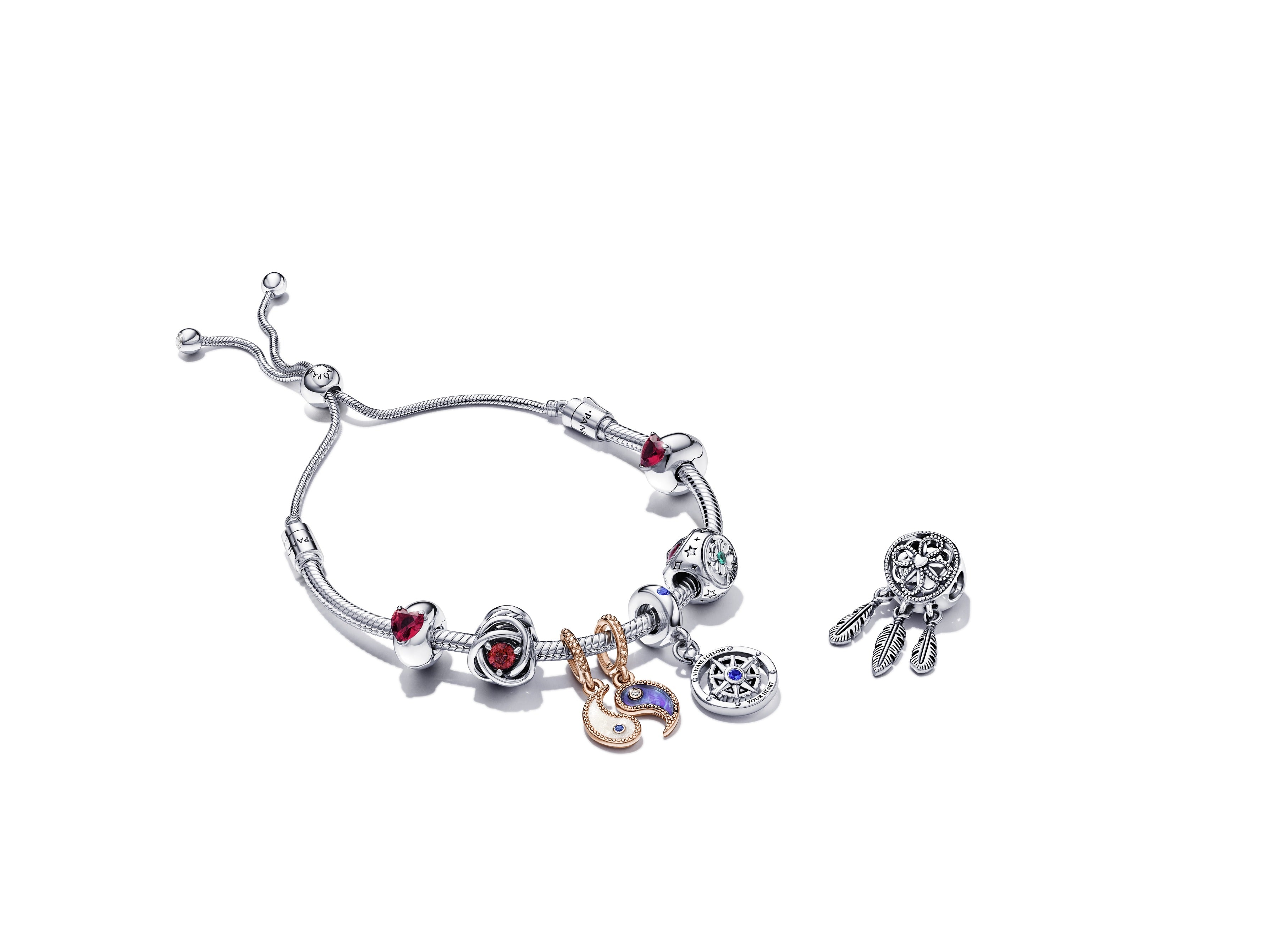 Yin And Yang 14K Rose Gold-Plated Splitable Dangle With Clear Cz, True Blue Crystal, Shimmering Silver White And Blue Enamel