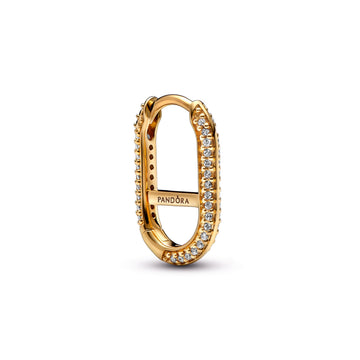 14K Gold-Plated Hoop Link Earring With Clear Cubic Zirconia