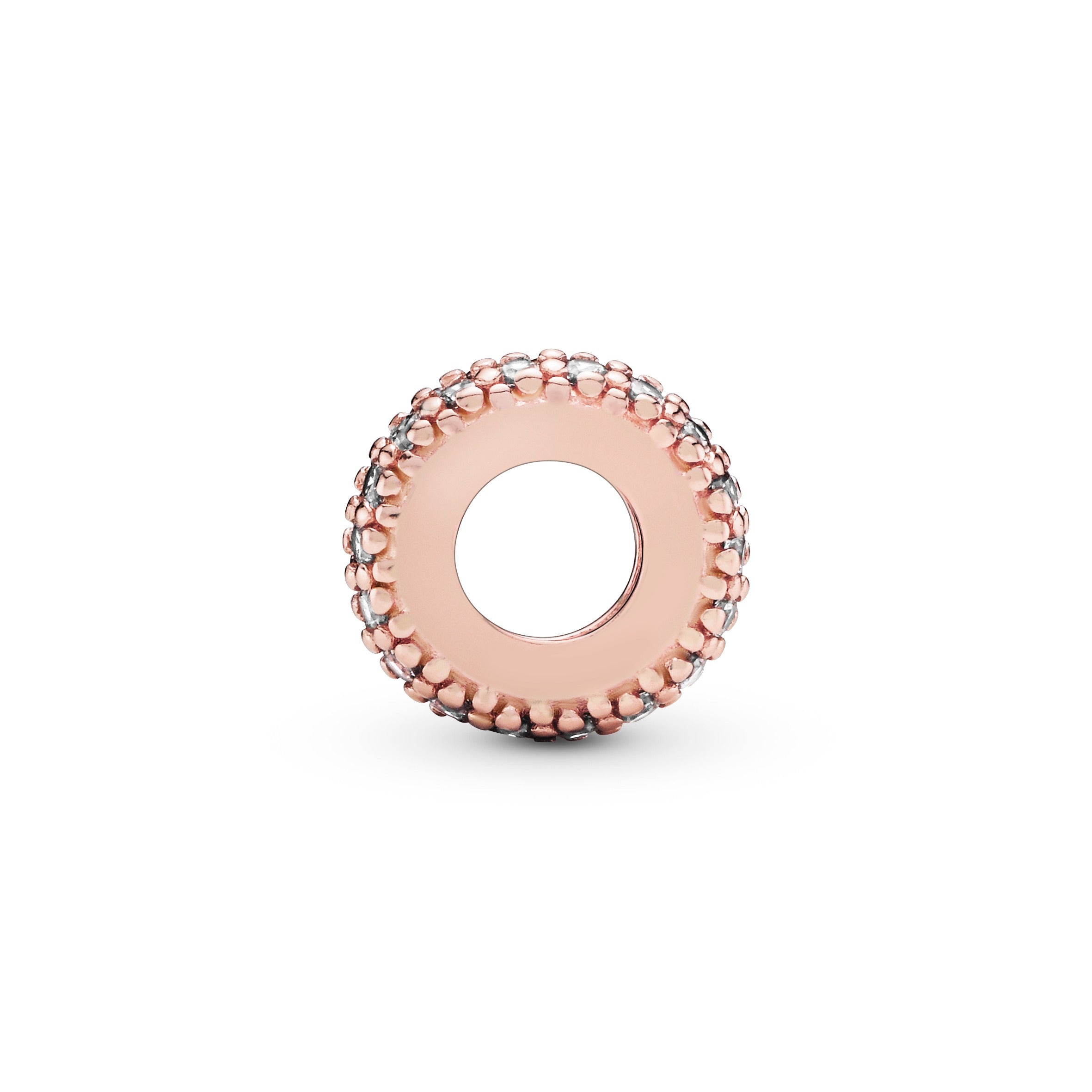 Abstract 14K Rose Gold-Plated Pave Spacer With Clear Cubic Zirconia