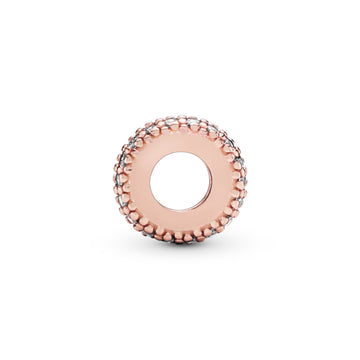 Abstract 14K Rose Gold-Plated Pave Spacer With Clear Cubic Zirconia