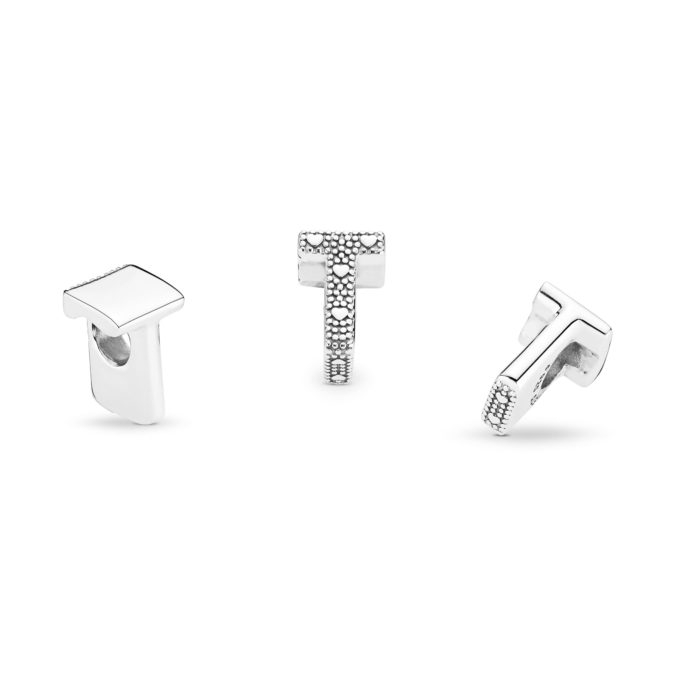 Letter T Silver Charm