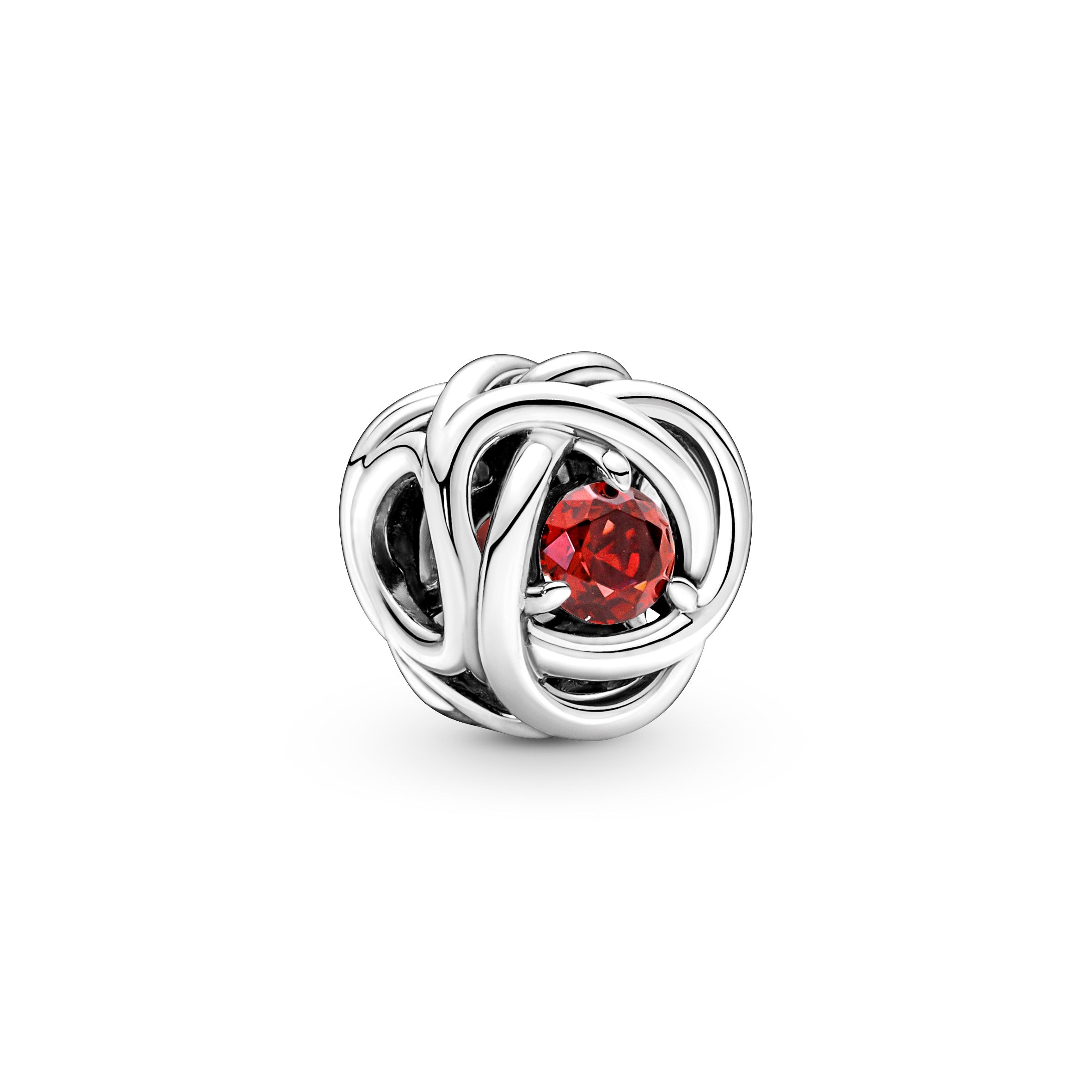 Sterling Silver Charm With True Red Crystal
