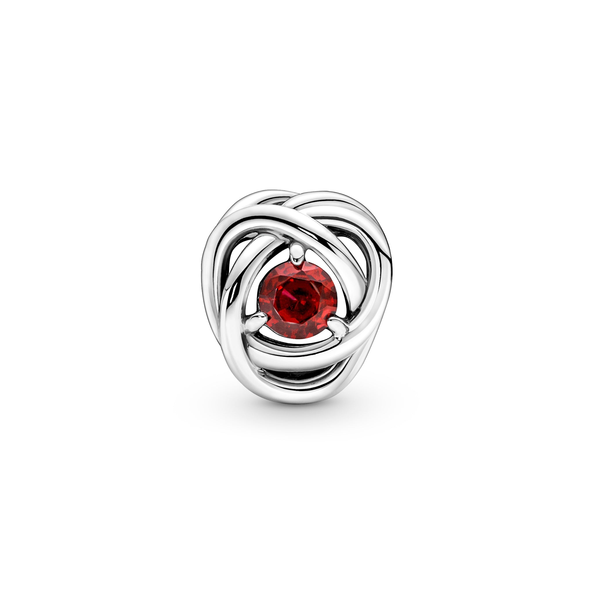 Sterling Silver Charm With True Red Crystal