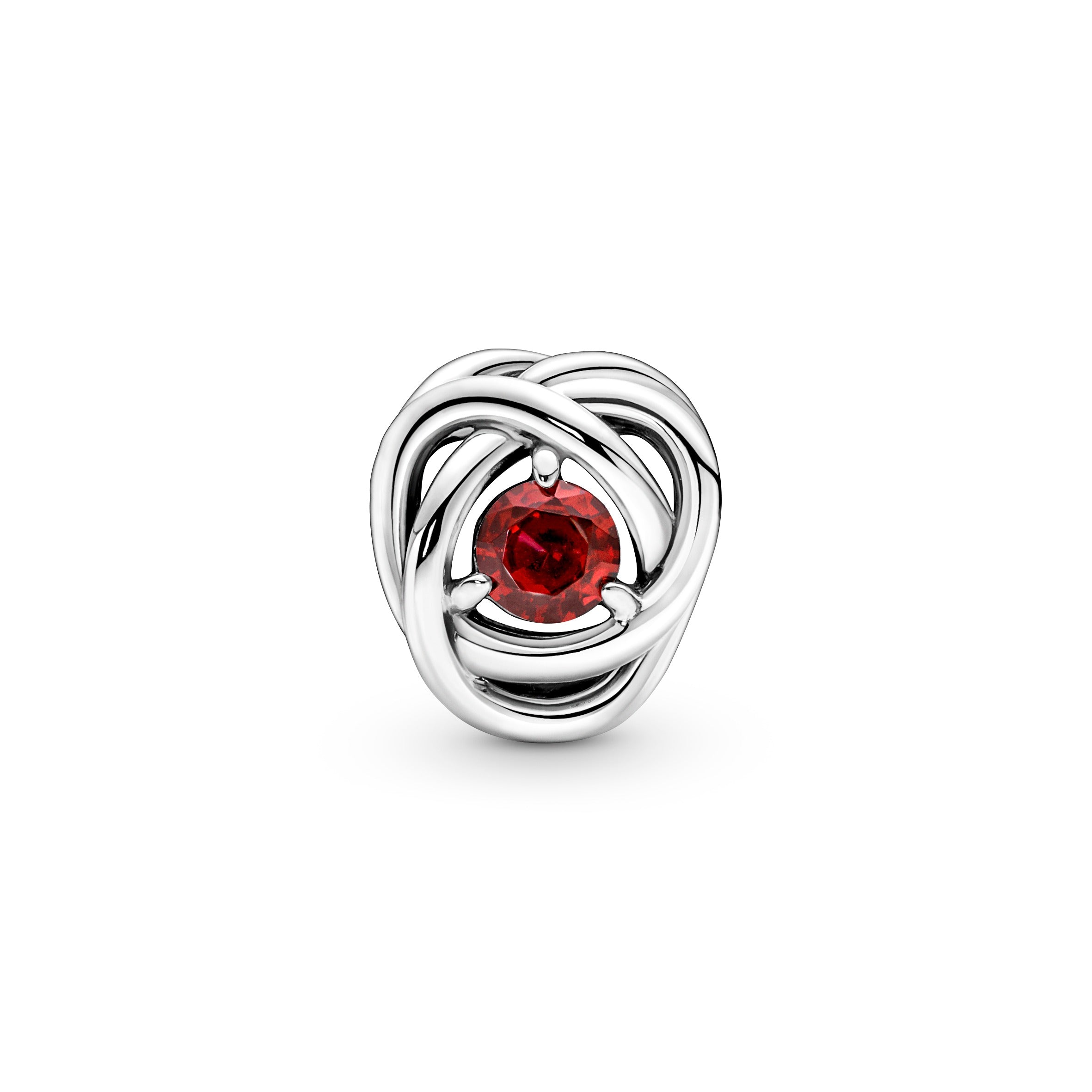 Sterling Silver Charm With True Red Crystal
