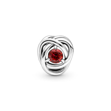 Sterling Silver Charm With True Red Crystal
