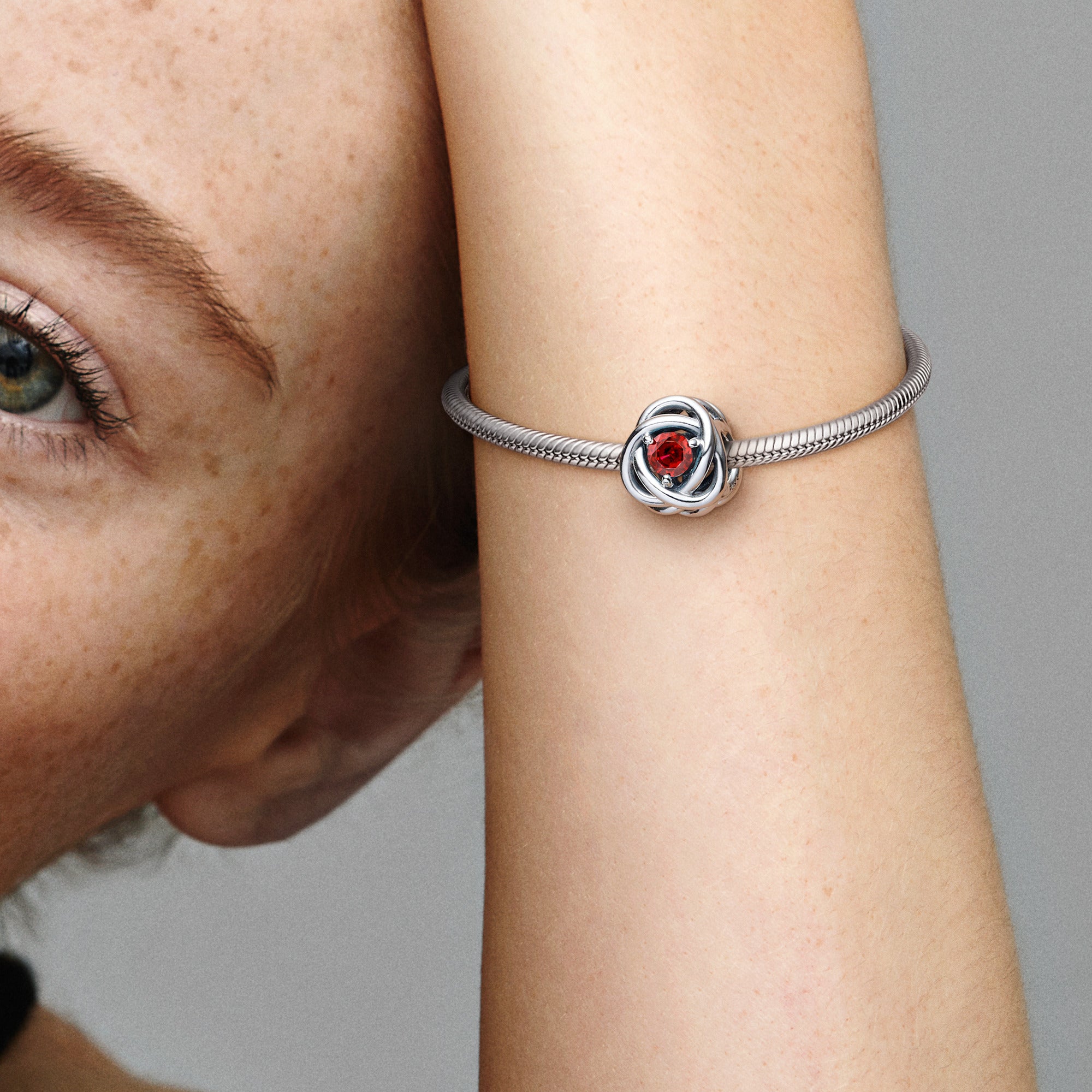 Sterling Silver Charm With True Red Crystal