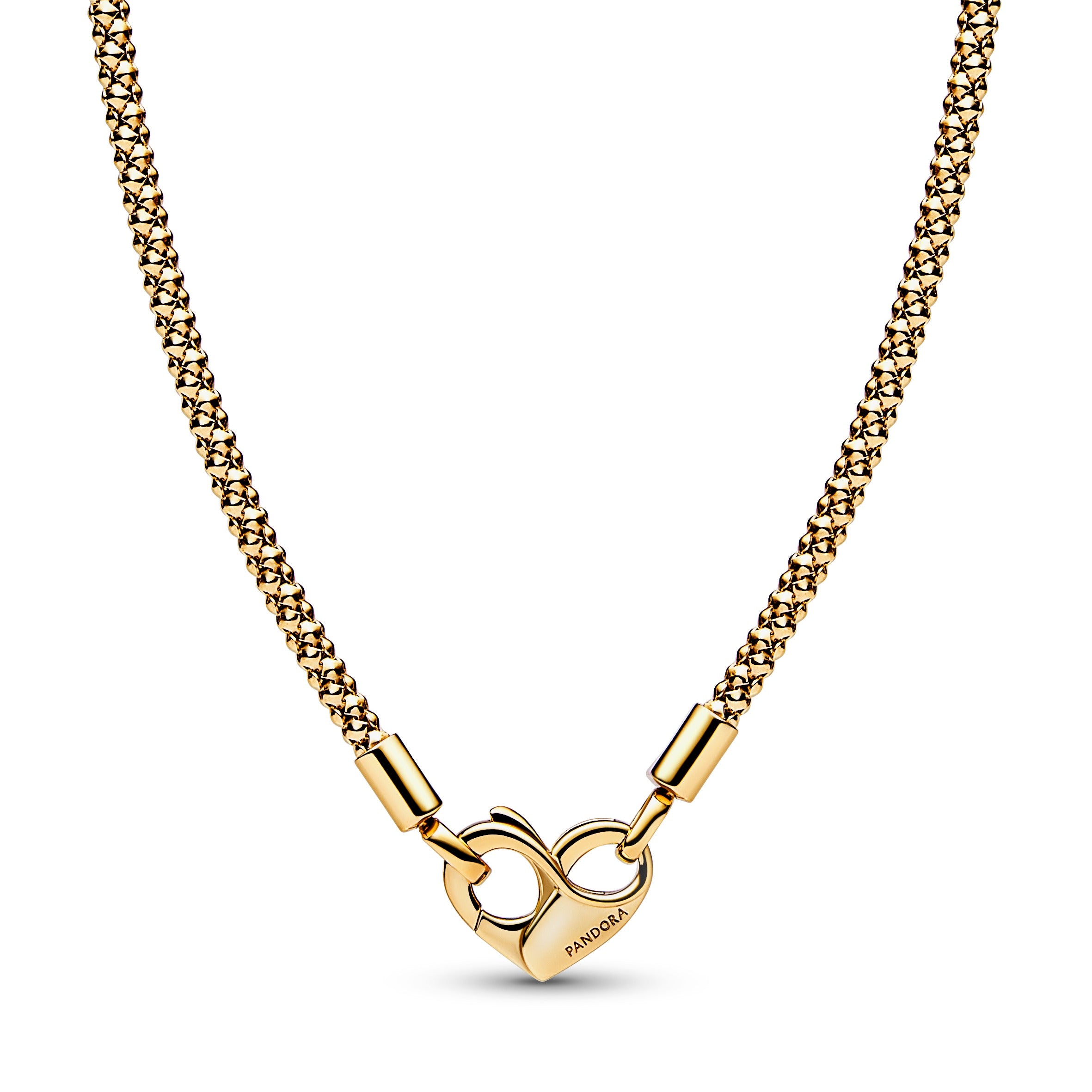 Studded Chain 14K Gold-Plated Necklace With Heart Clasp