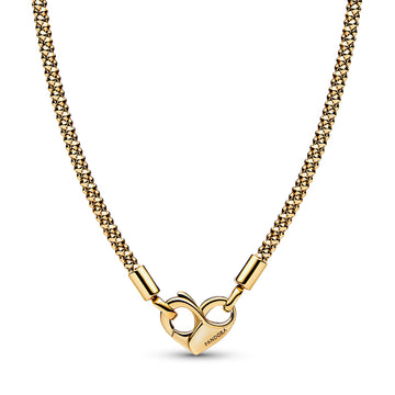 Studded Chain 14K Gold-Plated Necklace With Heart Clasp