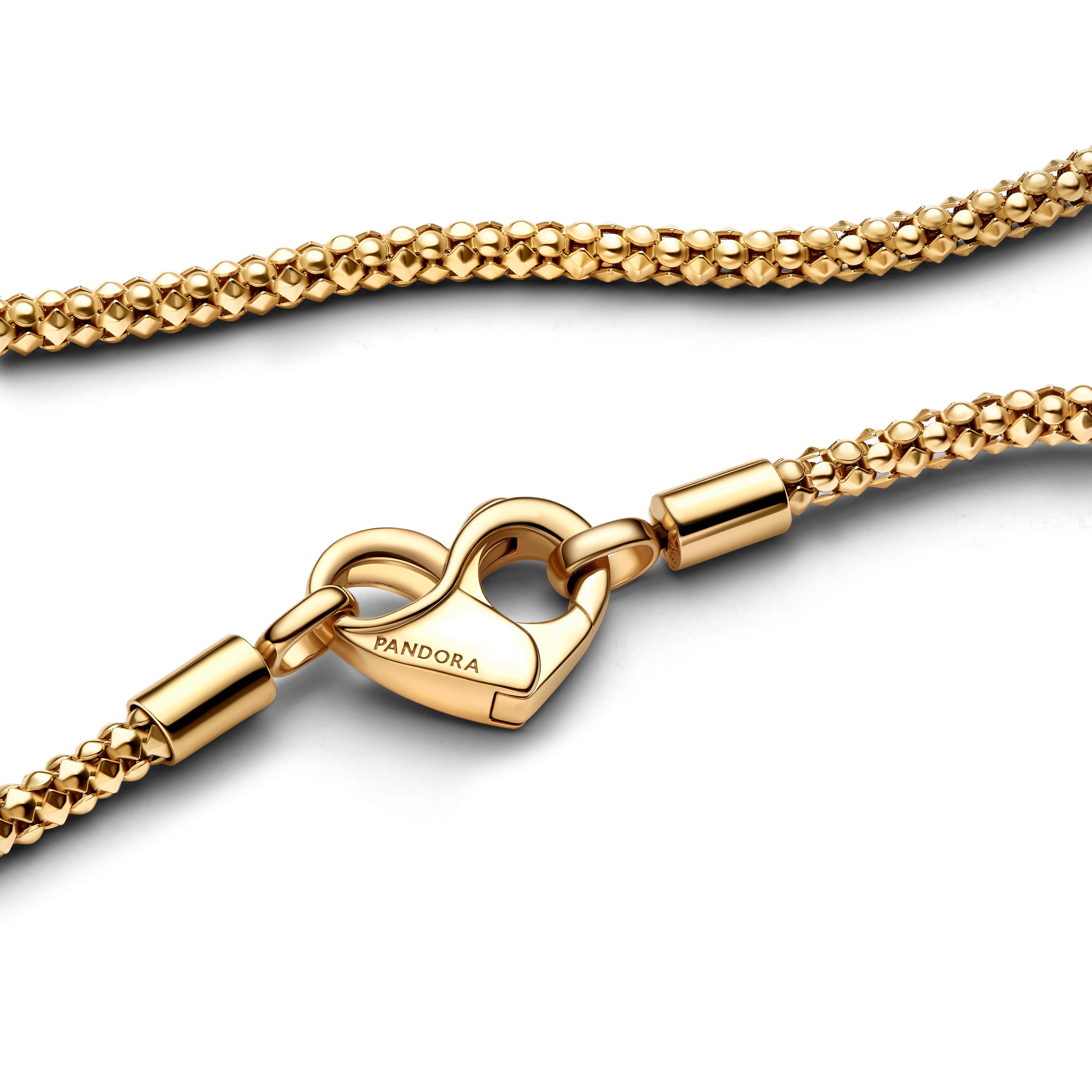 Studded Chain 14K Gold-Plated Necklace With Heart Clasp