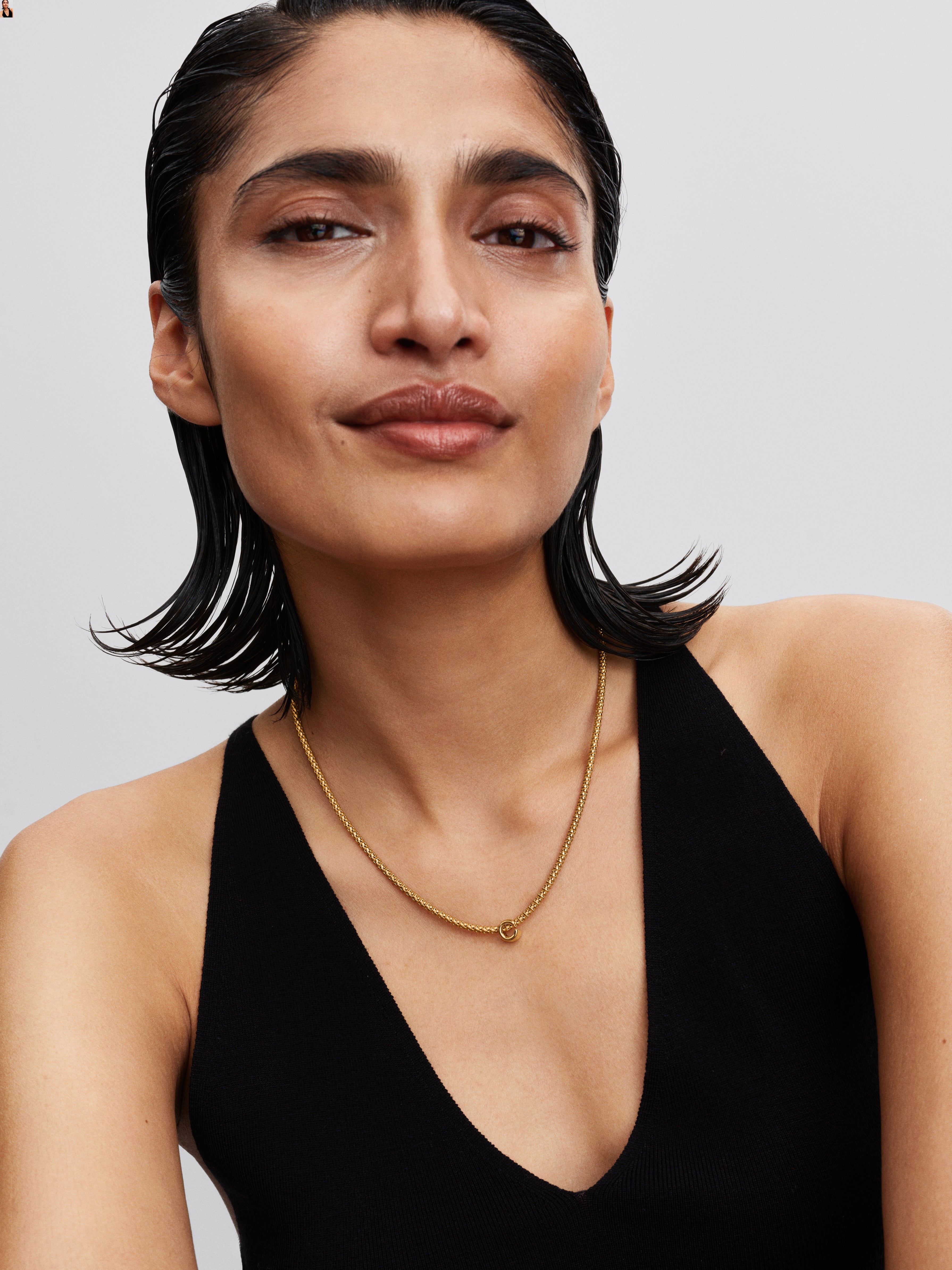 Studded Chain 14K Gold-Plated Necklace With Heart Clasp