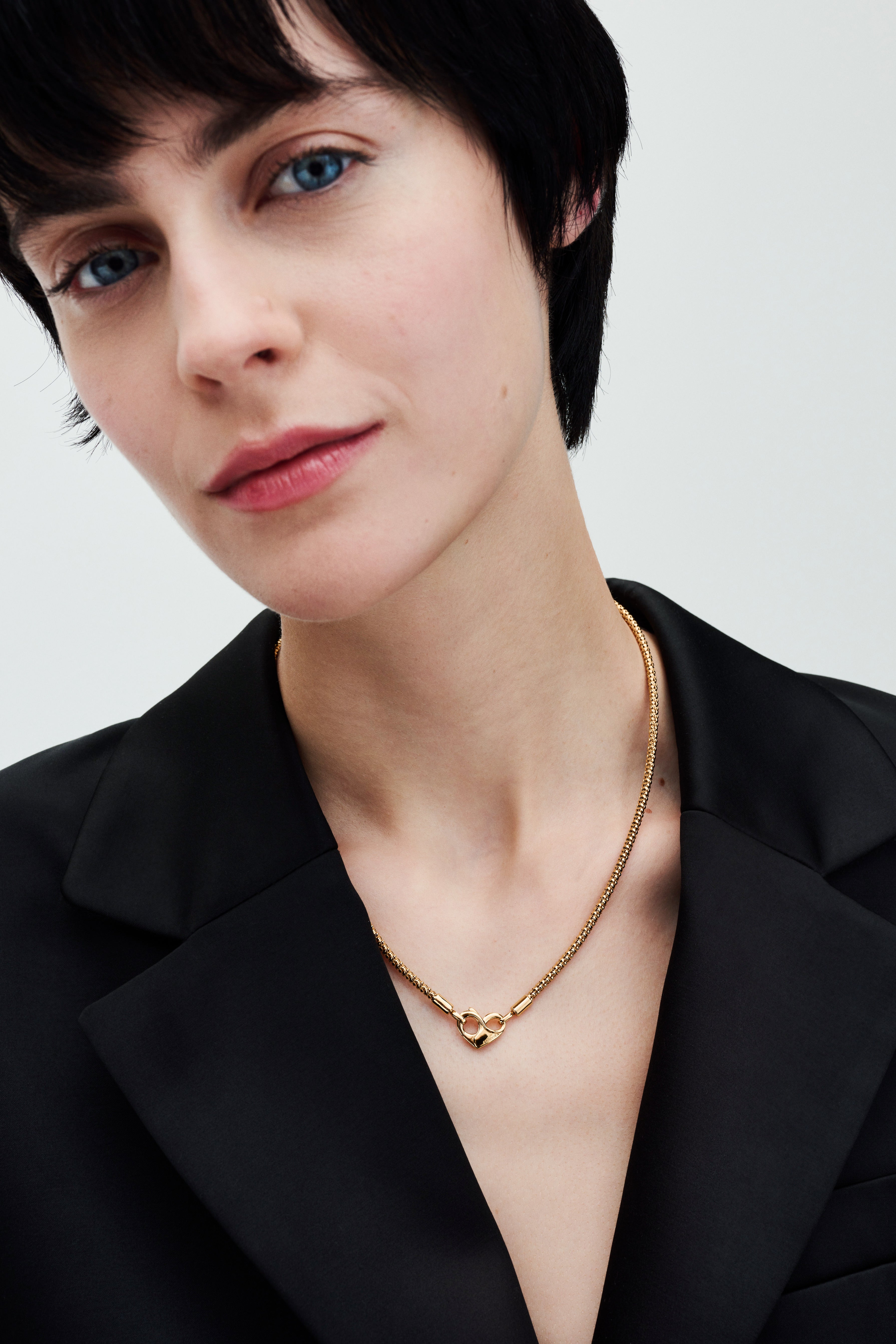 Studded Chain 14K Gold-Plated Necklace With Heart Clasp