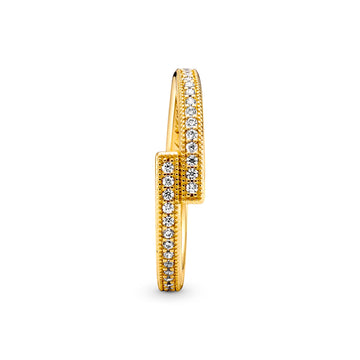 Pandora Logo 14K Gold-Plated Ring With Clear Cubic Zirconia