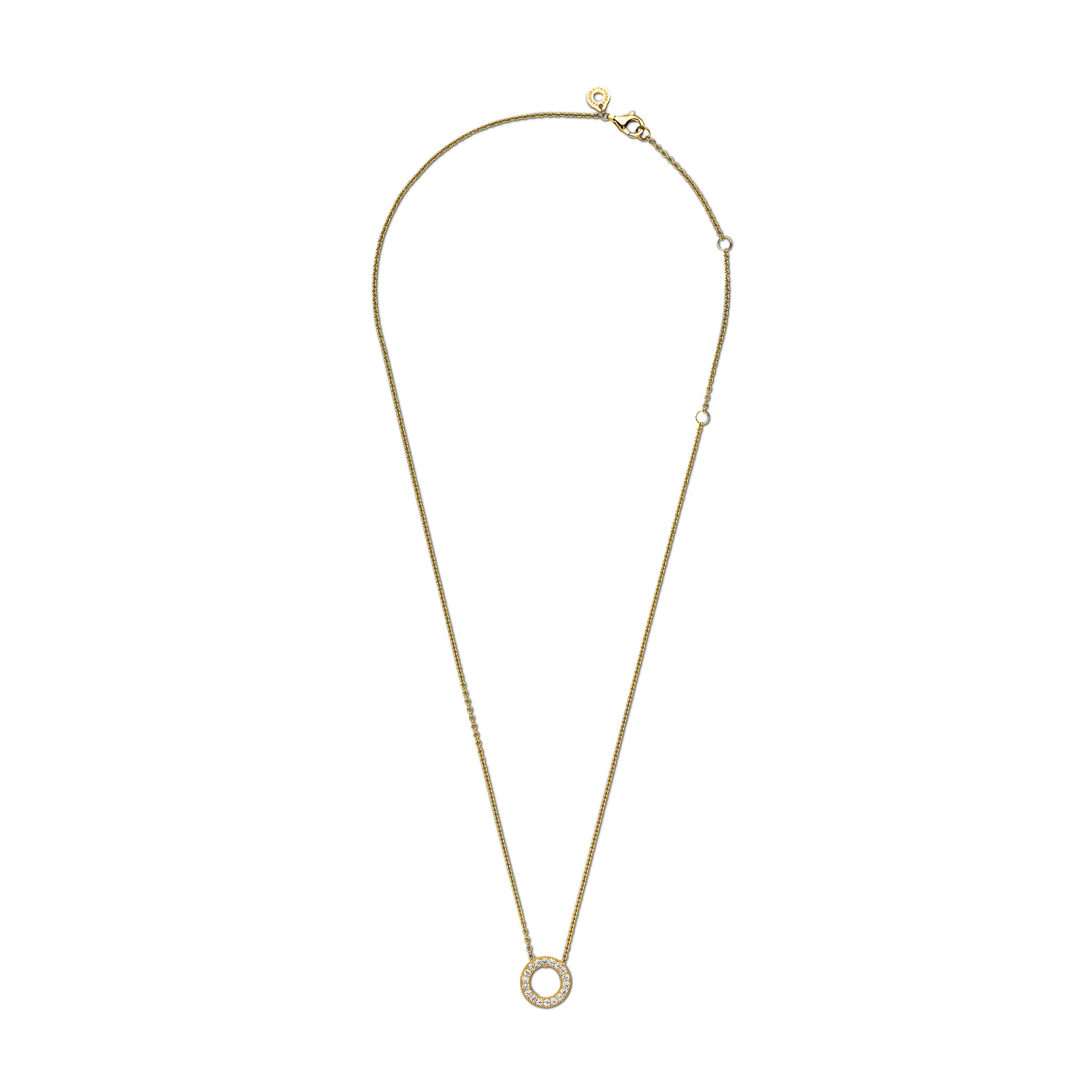 Pandora Logo Reversible 14K Gold-Plated Collier With Clear Cubic Zirconia