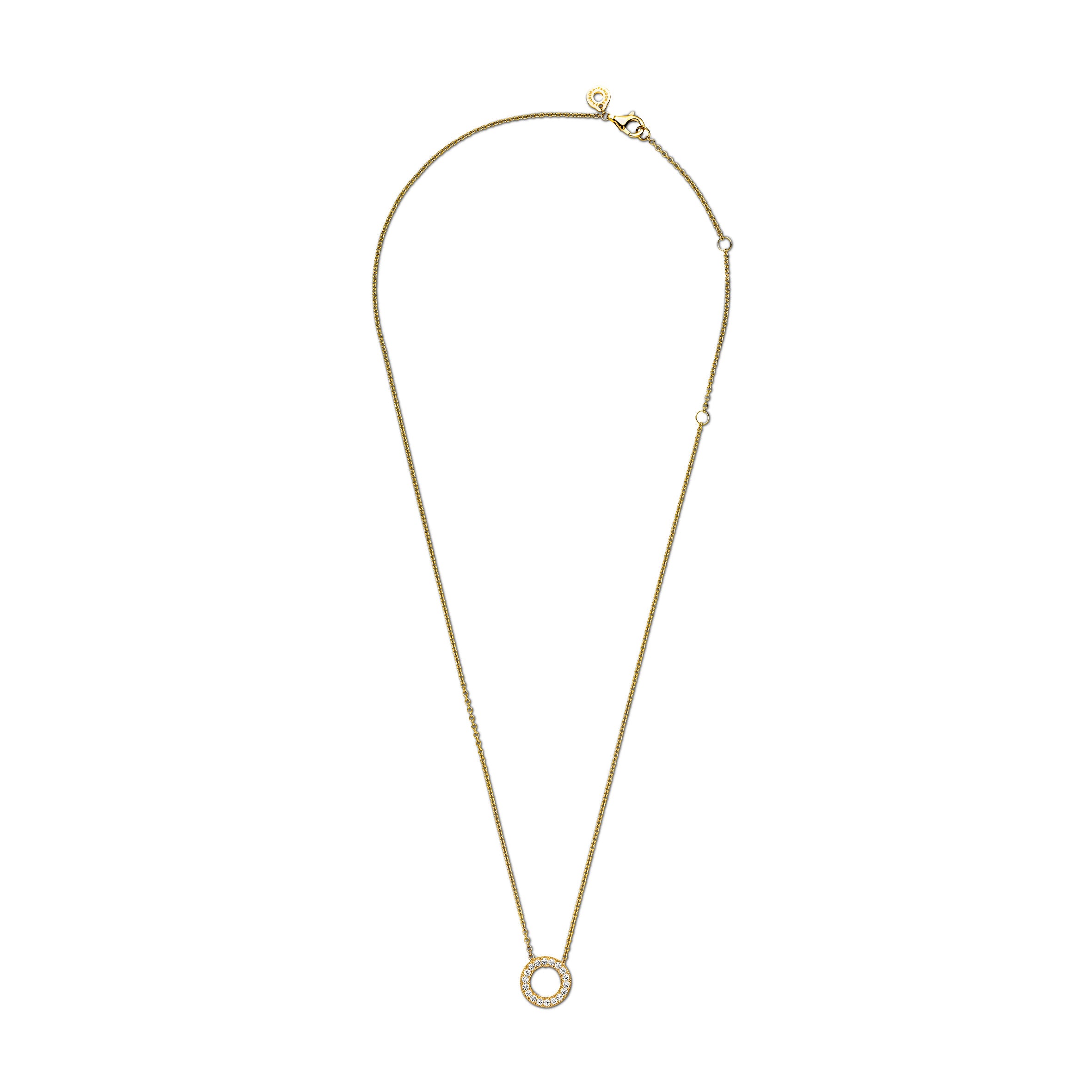 Pandora Logo Reversible 14K Gold-Plated Collier With Clear Cubic Zirconia