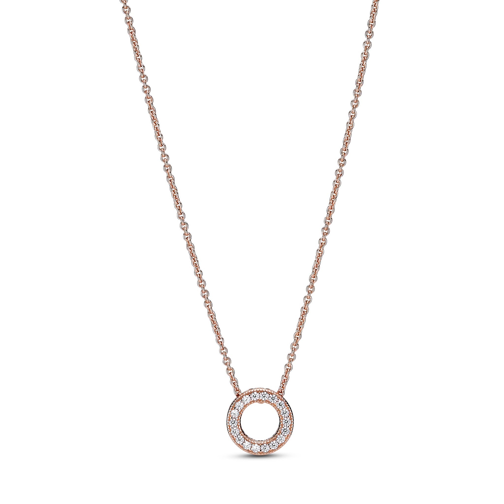 Pandora Logo Reversible 14K Rose Gold-Plated Collier With Clear Cubic Zirconia