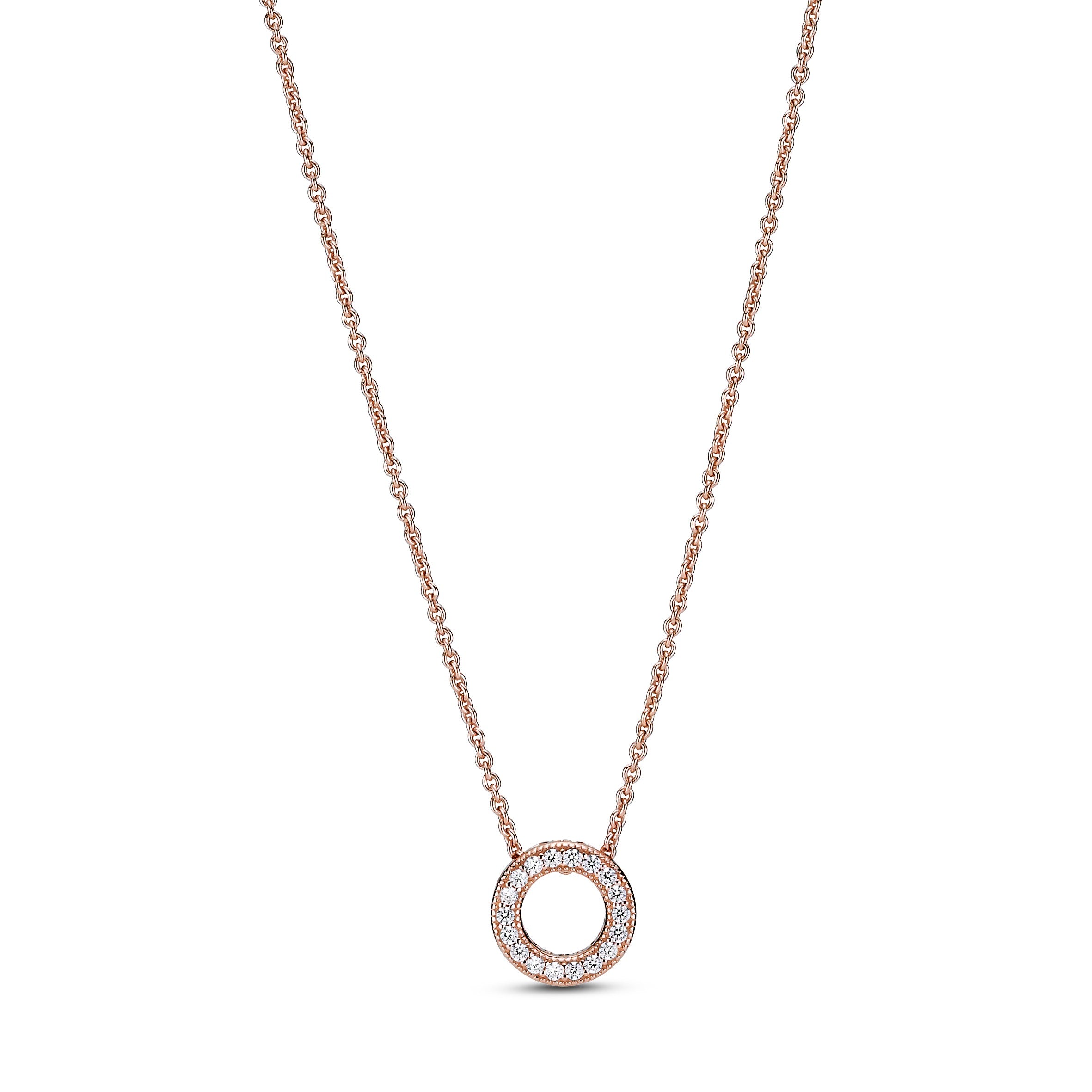 Pandora Logo Reversible 14K Rose Gold-Plated Collier With Clear Cubic Zirconia