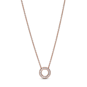 Pandora Logo Reversible 14K Rose Gold-Plated Collier With Clear Cubic Zirconia
