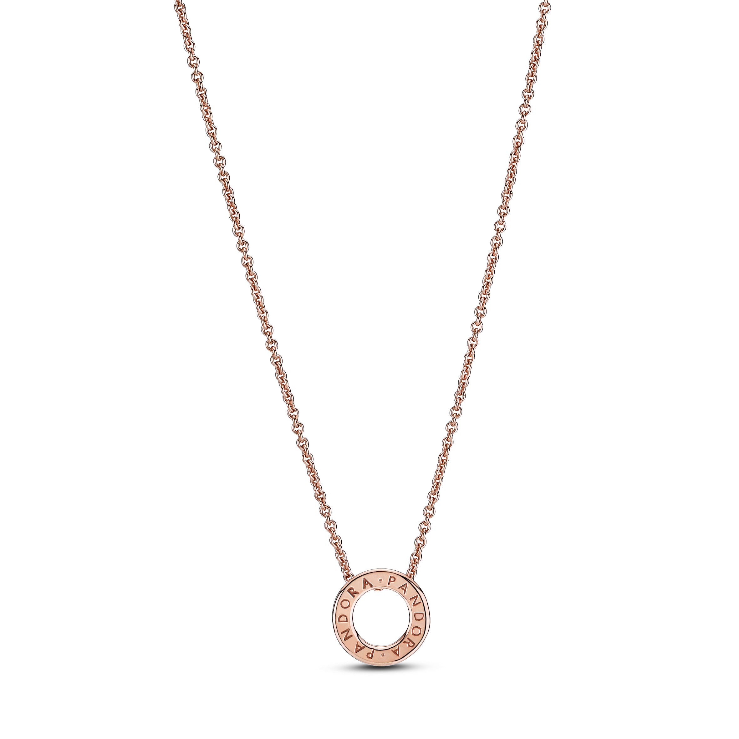 Pandora Logo Reversible 14K Rose Gold-Plated Collier With Clear Cubic Zirconia