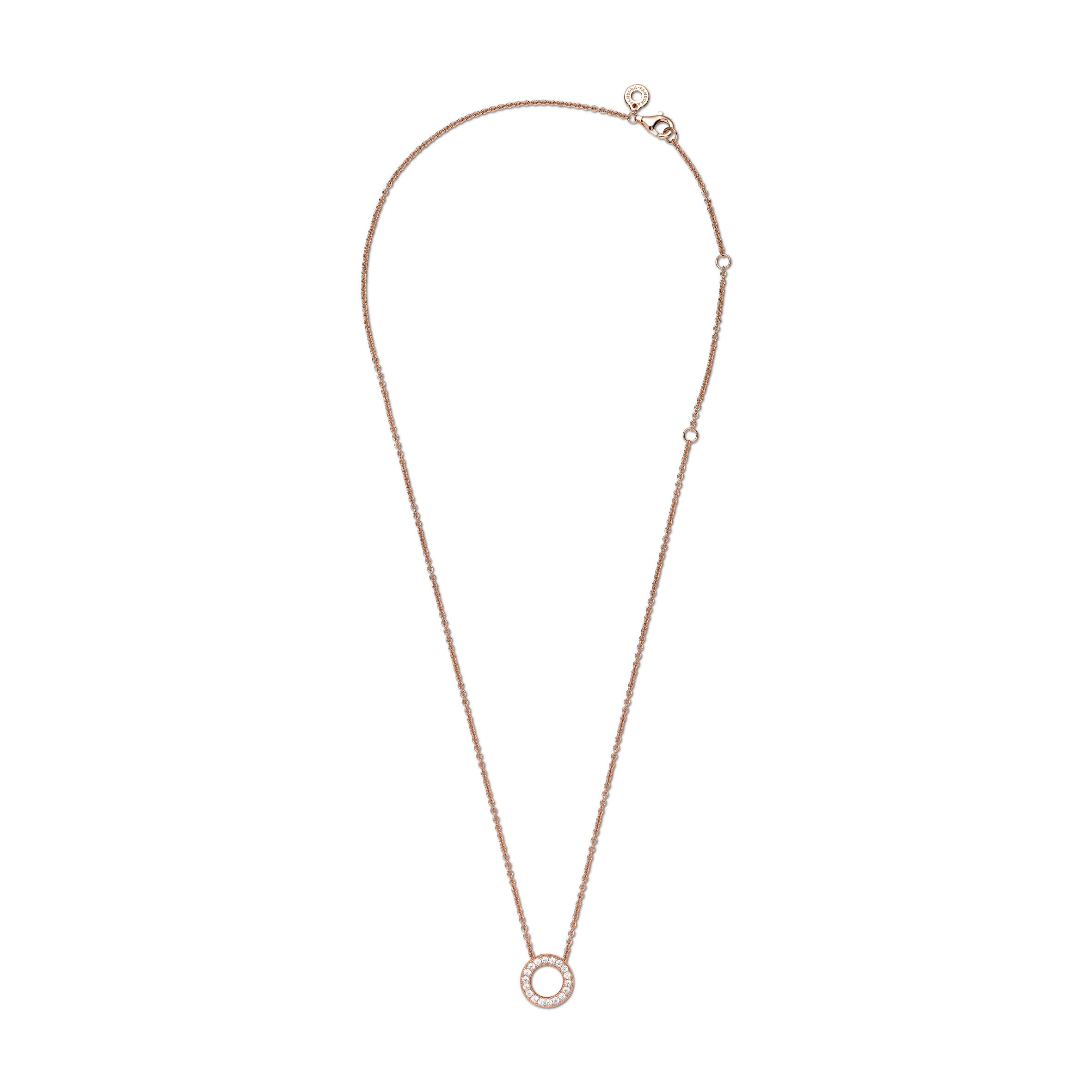 Pandora Logo Reversible 14K Rose Gold-Plated Collier With Clear Cubic Zirconia