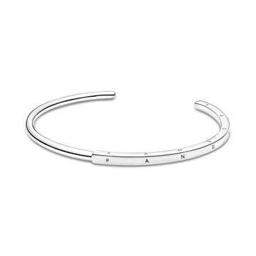 Pandora Logo Sterling Silver Open Bangle
