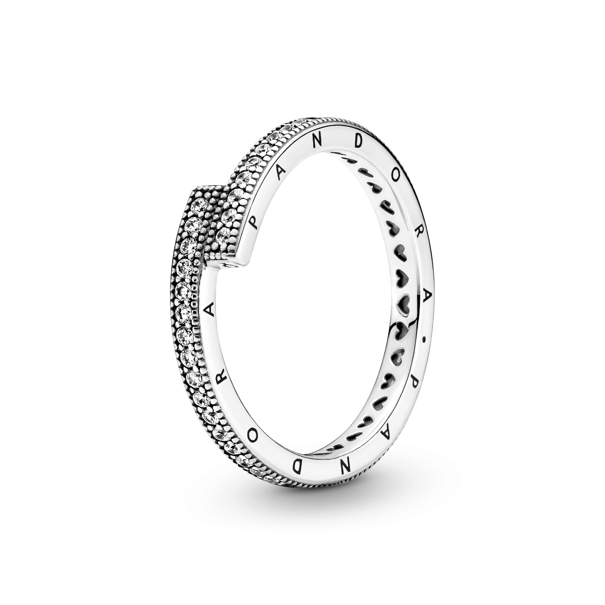 Pandora Logo Sterling Silver Ring With Clear Cubic Zirconia