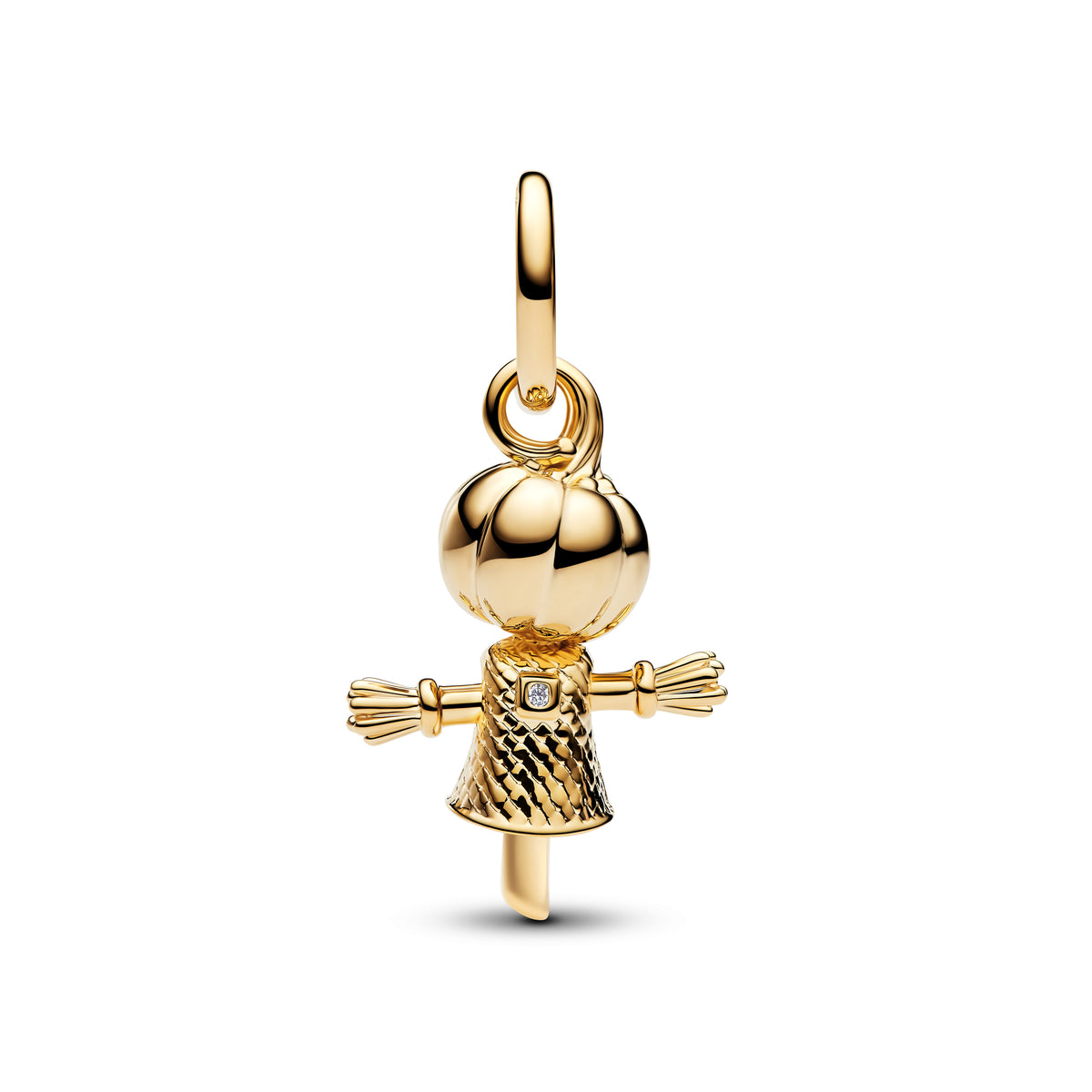 Pumpkin Scarecrow 14K Gold-Plated Dangle With Clear Cubic Zirconia