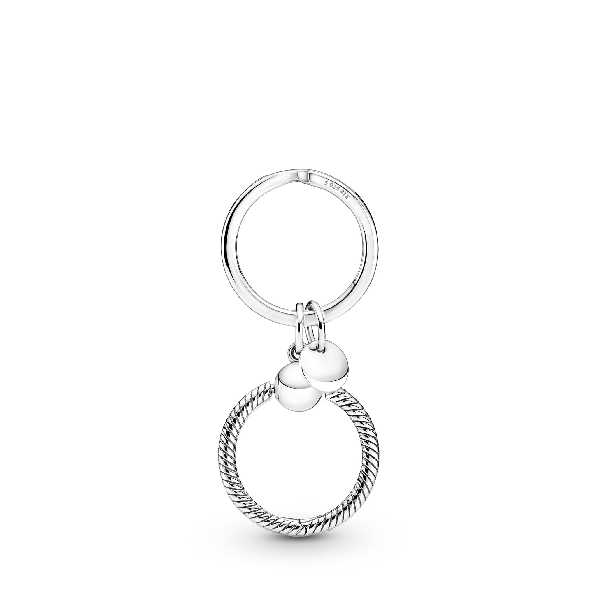 Sterling Silver Key Ring With Small Pandora O Pendant
