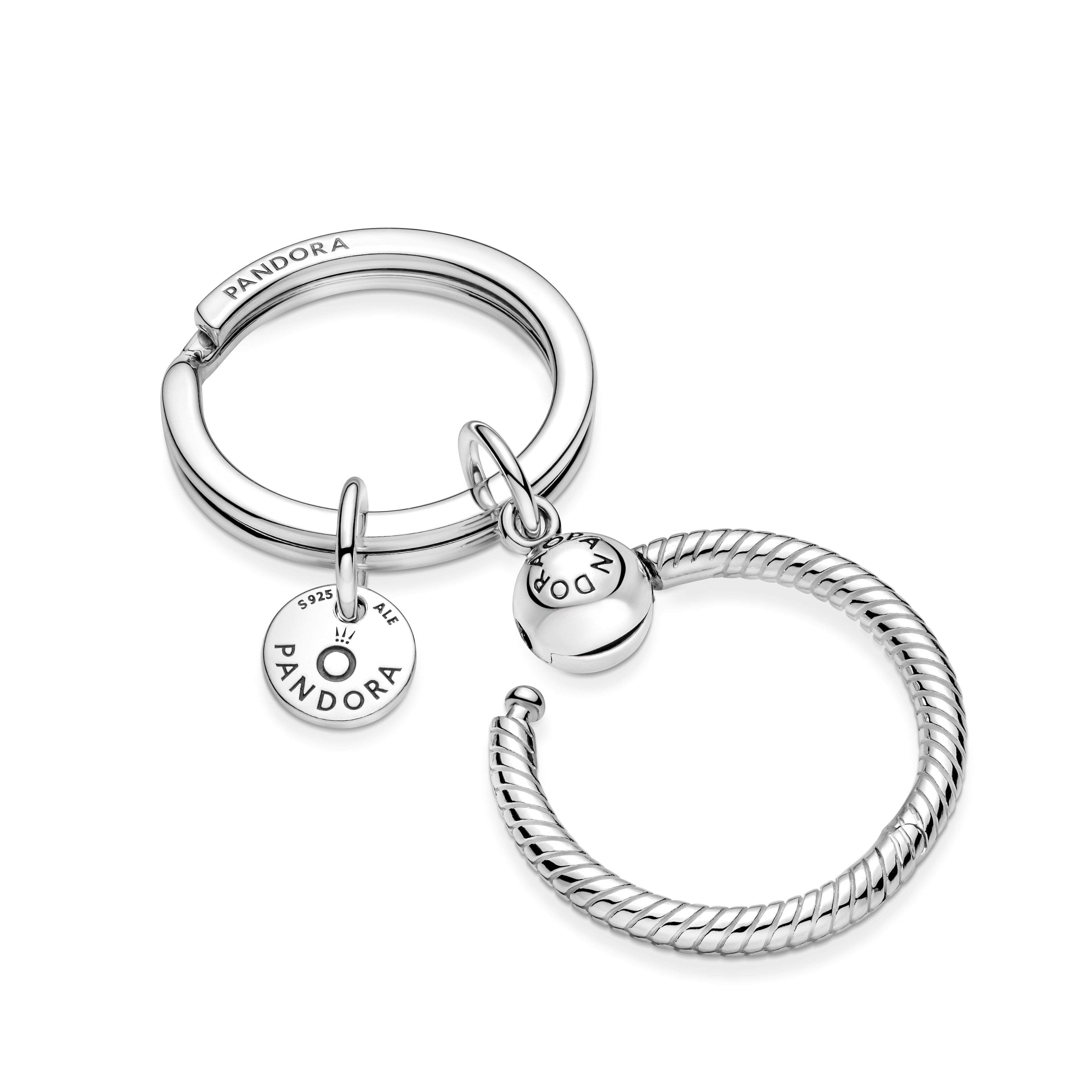 Sterling Silver Key Ring With Small Pandora O Pendant